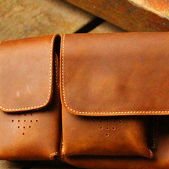 Genuine Leather Mens Cool Belt Chest Bag Sling Bag Crossbody Bag Travel Bag Hiking Bag for men