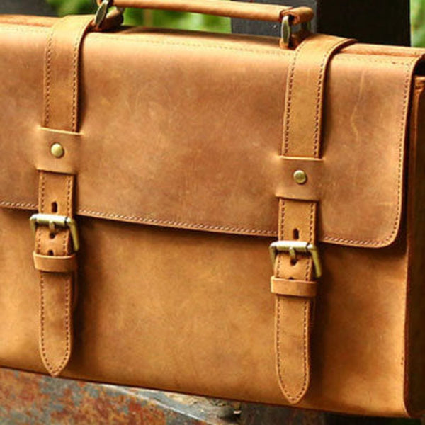 Handmade Leather Mens Cool Messenger Bag Briefcase Square Bag Chest Bag Bike Bag Cycling Bag for men