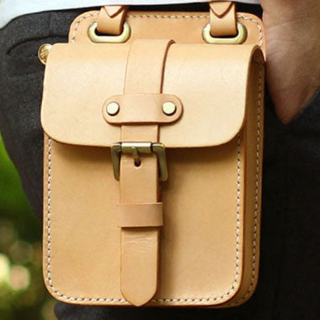 Genuine Leather Mens Hip Bag Cool Waist Bag iPad Bag  Bike Bag Cycling Bag For Men