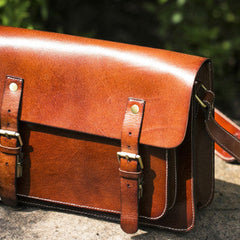 Handmade leather mens Messenger Bags School shoulder bags for Men