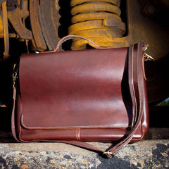 Handmade leather men Briefcase messenger vintage shoulder laptop bag vintage bag