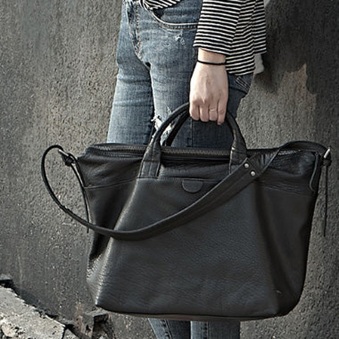 Black Fashion Leather Handbag Work Bag Shoulder Bag Purse For Women