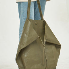 Handmade Genuine Leather Handbag Large Tote Bag Shopper Bag Shoulder Bag Purse For Women