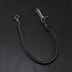 Best Black Braided Wallet Chains With Hook Handmade Leather Biker Pants Chain For Men