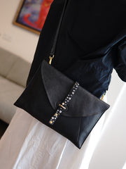Brown Envelope Leather Shoulder Bag Large Clutch Women Crossbody Purse for Women