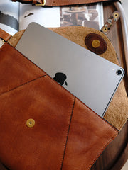 Brown Envelope Leather Shoulder Bag Large Clutch Women Crossbody Purse for Women