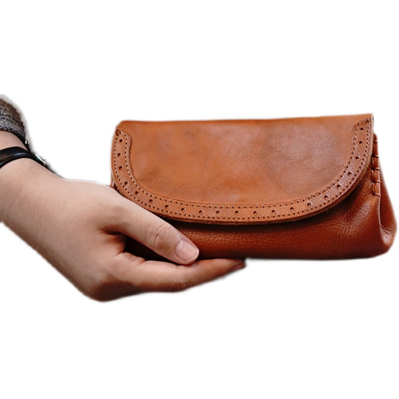 Brown Womens Leather Flap Long Wallet Vintage Phone Shoulder Bag Walle