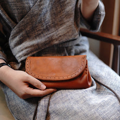 Coffee Womens Leather Flap Long Wallet Vintage Phone Shoulder Bag Wallet for Women