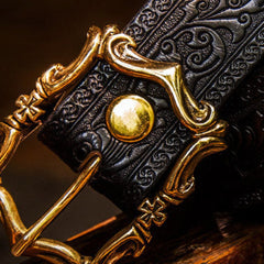 Handmade floral gift Leather tooled men vintage black belt