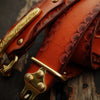 Handmade adjustable cavalry gift Leather tooled men brown black belt