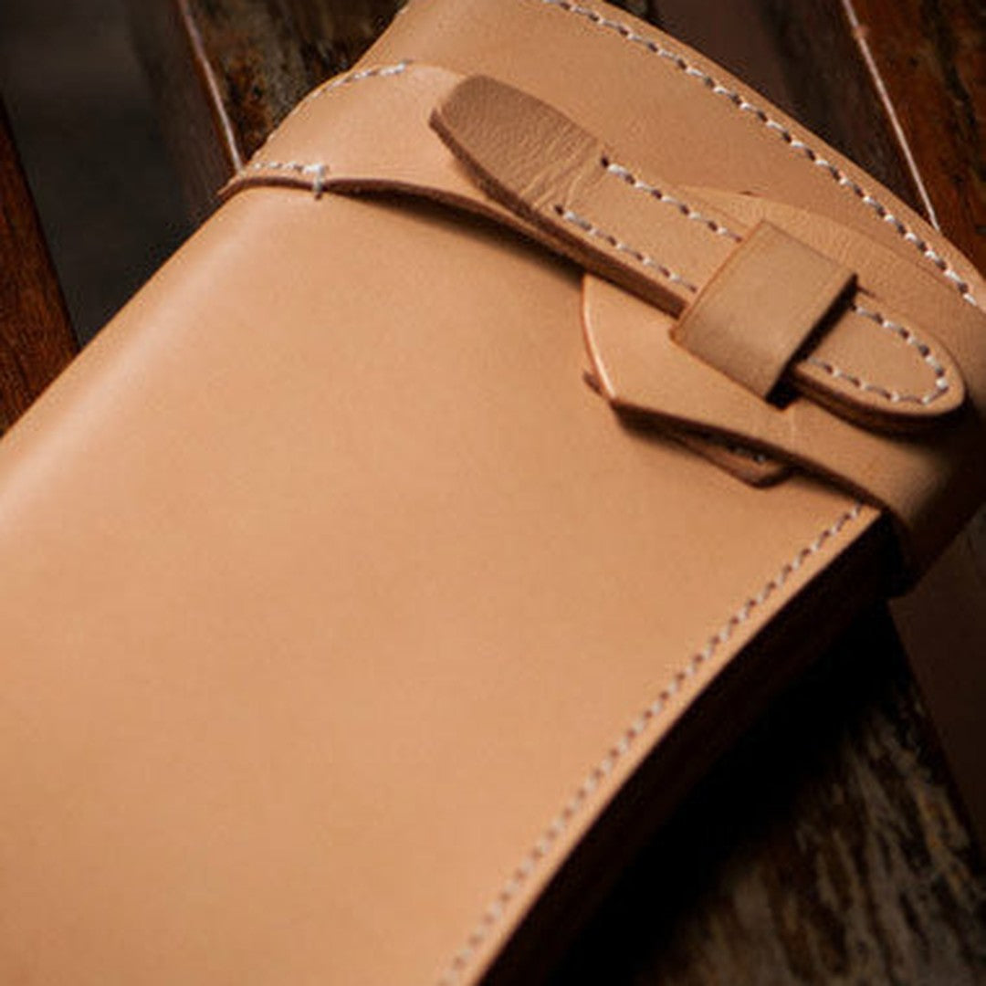 Handmade beige leather men biker wallet Long wallet with multi card clutch for men