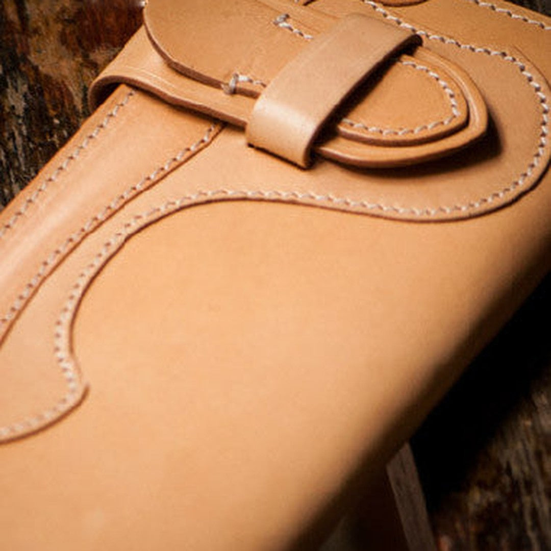 Handmade beige leather men biker wallet Long wallet with multi cards clutch for men