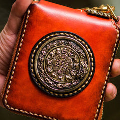 Handmade leather Mens Tibet Small biker wallet zipper billfold Chain Wallet for Men
