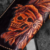 Handmade leather Indian Skull Chief biker wallet clutch zip long wallet brown leather men phone
