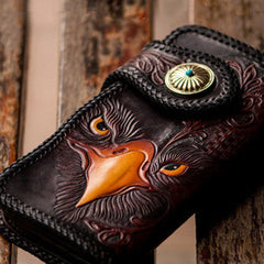 Eagle Tooled Leather Wallet Cool Wallets for Guys Hand Tooled Leather Wallet Mens Zip Around Wallet