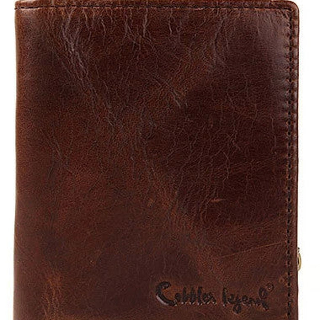 Vintage Bifold Coffee genuine Leather billfold wallet For Men Zipper photo card holder