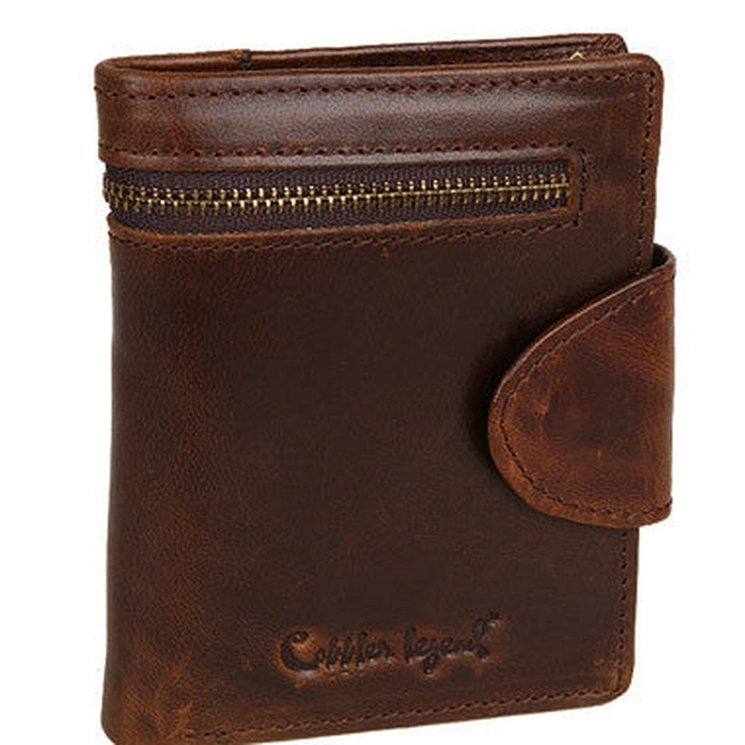 Handmade Men Coffee vintage Leather bifold multi cards billfold wallet zip for Men