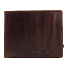 Genuine Leather Vintage Bifold Coffee billfold wallet For Men W/ photo coin slots