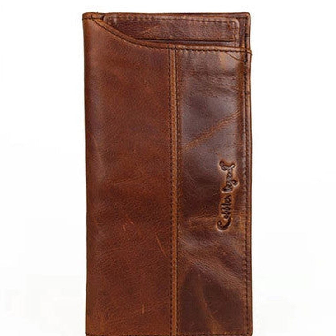 Vintage Mens Leather Long Wallets Cool Leather Bifold Long Wallets for Men