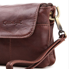 Men Leather clutch Vintage Bifold Coffee Long wallet women leather zip clutch bag