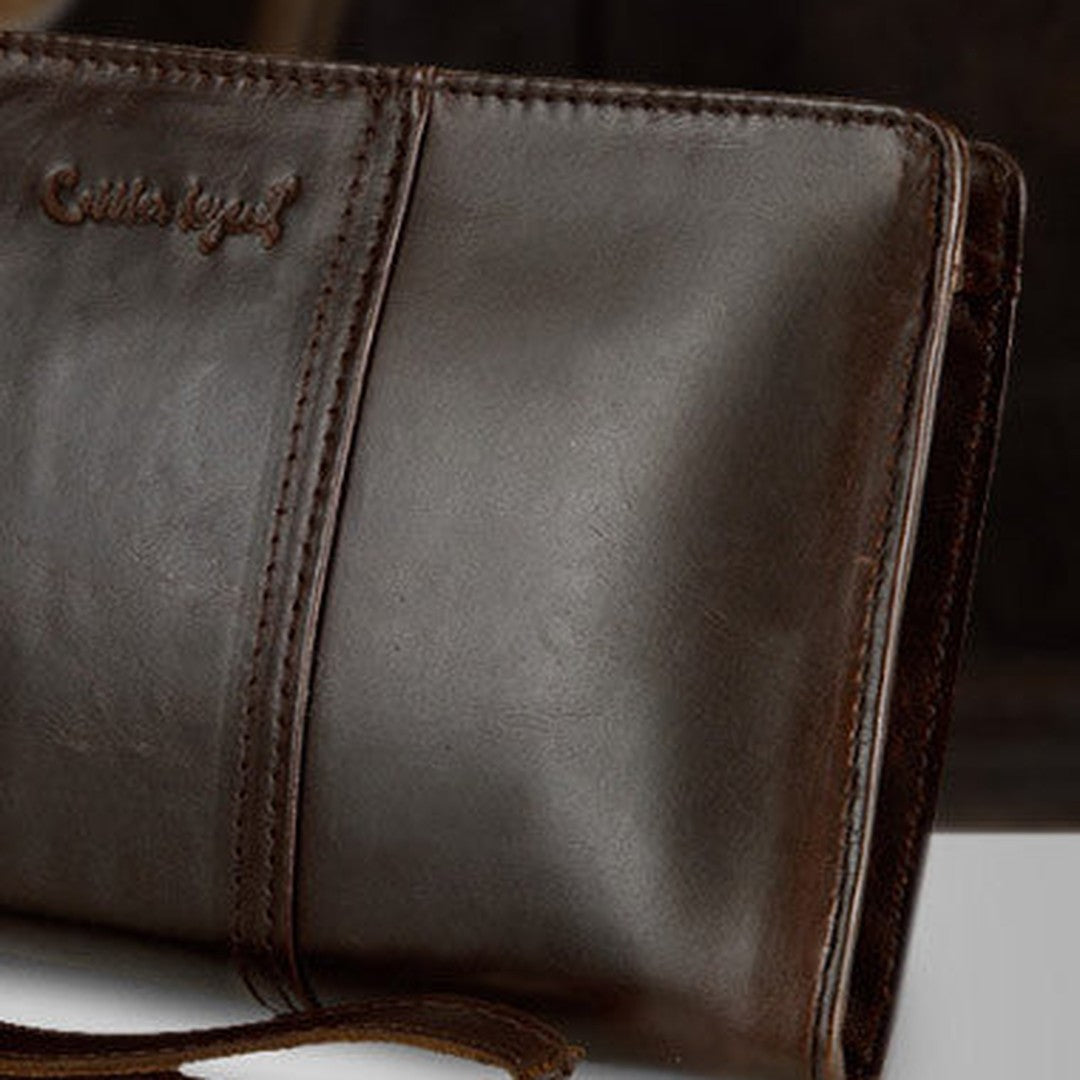 Leather large clutch leather men Wristlet Wallet zipper clutch wallets for men