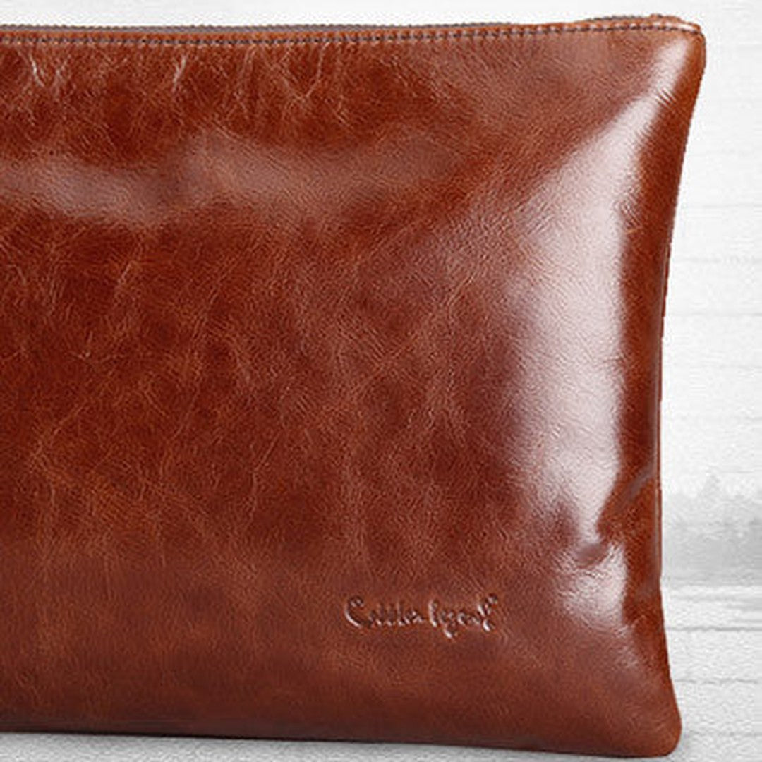 Genuine Leather large clutch leather men phone pad zip clutch vintage wallet for men
