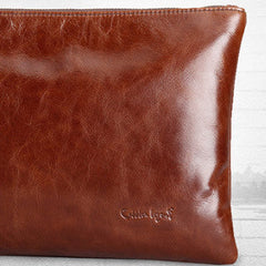 Genuine Leather large clutch leather men phone pad zip clutch vintage wallet for men