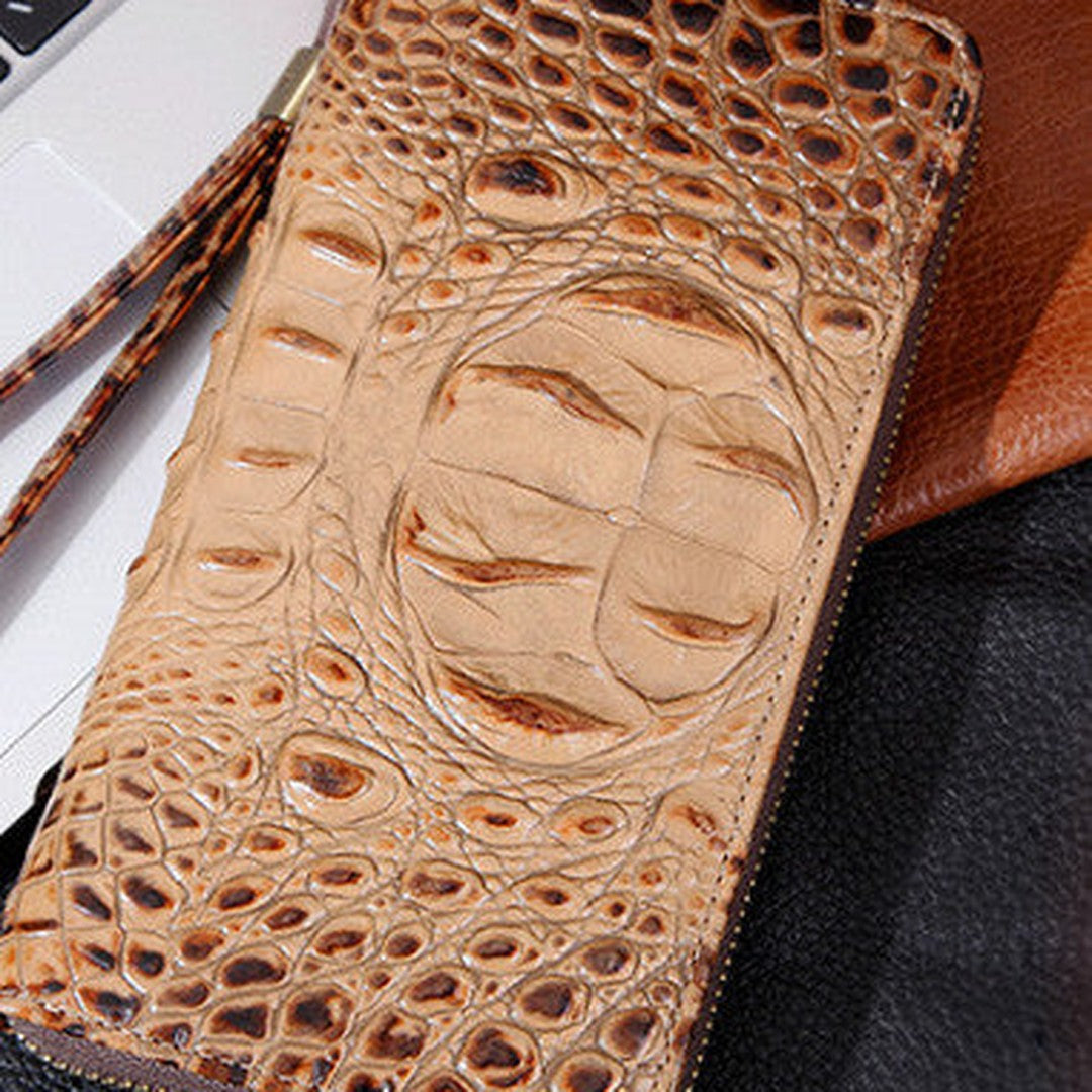 Genuine Leather long wallet leather men phone zip clutch vintage wallet for men