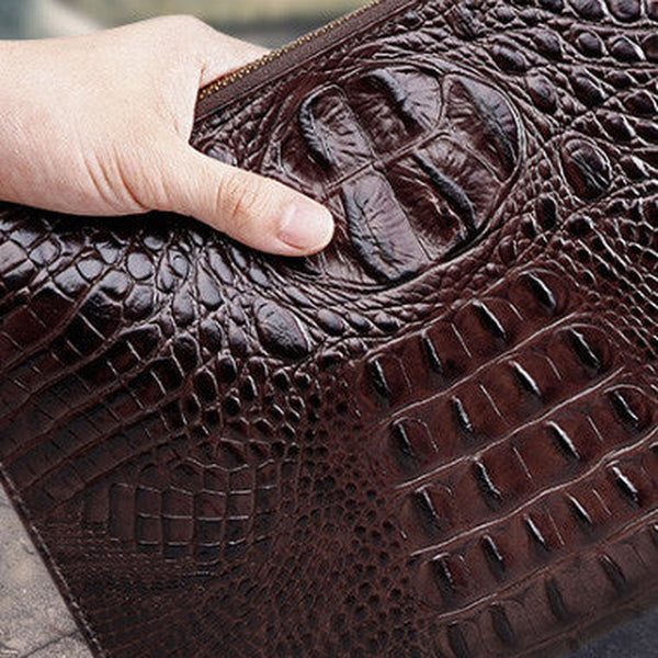 Cool Leather large wristlet wallets leather men zipper clutches wallet for men