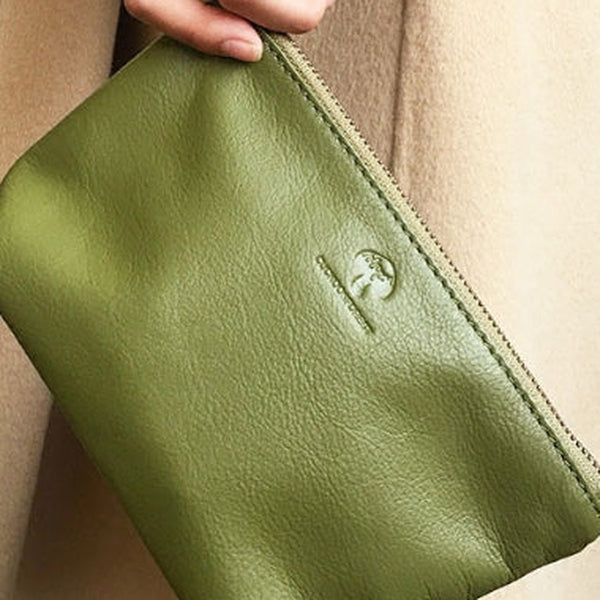 Genuine Leather Long Wallet Zipper Clutch Wallet Coin Change Makeup Wallet Purse For Women