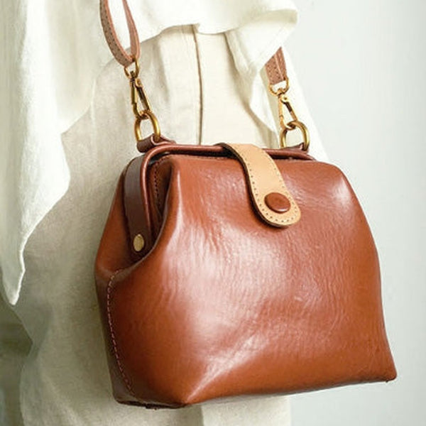 Genuine Leather Cute Doctor Bag Crossbody Bag Shoulder Bag Women Girl Fashion Leather Purse