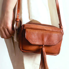 Genuine Leather Cute Tassels Crossbody Bag Shoulder Bag Women Girl Fashion Leather Purse