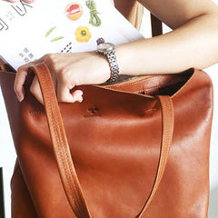 Handmade Genuine Leather Handbag Tote Bag Shopper Bag Shoulder Bag Purse For Women
