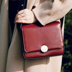 Genuine Leather Cute Square Crossbody Bag Shoulder Bag Women Girl Fashion Leather Purse