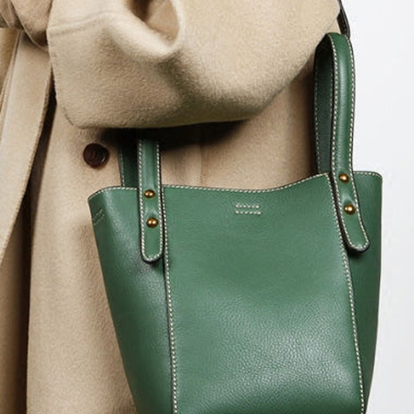 Genuine Leather Cute Bucket Bag Handbag Crossbody Bag Shoulder Bag Women Leather Purse