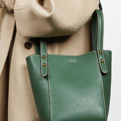 Genuine Leather Cute Bucket Bag Handbag Crossbody Bag Shoulder Bag Women Leather Purse