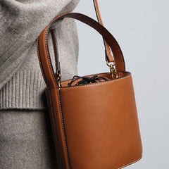 Genuine Leather Cute Bucket Bag Handbag Crossbody Bag Shoulder Bag Women Leather Purse