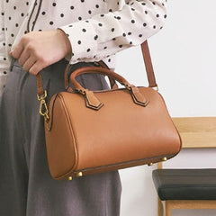 Genuine Leather Cute Women Boston Bag Handbag Shoulder Bag Crossbody Bag Leather Purse