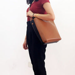 Women Genuine Leather Bucket Bag Tote Bag Shopper Bag Shoulder Bag Purse For Women