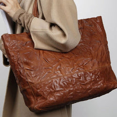 Genuine Leather Black Brown Handbag Large Tote Bag Wrinkled Shopper Bag Shoulder Bag Purse For Women
