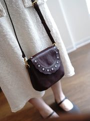 Classic Brown Leather Small Hollow Flower Shoulder Bag Women Flowers Crossbody Bag for Women