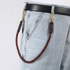 Best Leather Braided Wallet Chains With Hook Handmade Leather Biker Pants Chain For Men