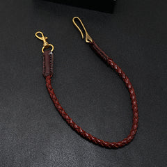 Best Leather Braided Wallet Chains With Hook Handmade Leather Biker Pants Chain For Men