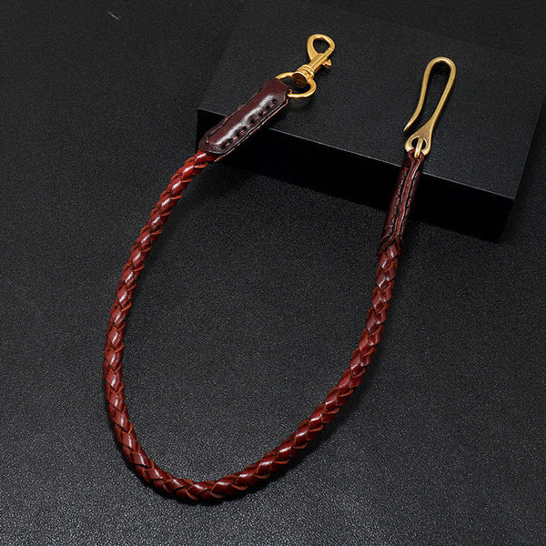 Best Leather Braided Wallet Chains With Hook Handmade Leather Biker Pants Chain For Men
