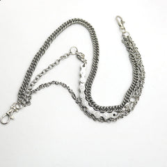 Mens Silver Three Layers Pants Chains Silver Cool Three Biker Wallet Chain For Men