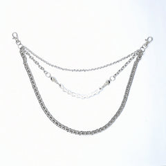Mens Silver Three Layers Pants Chains Silver Cool Three Biker Wallet Chain For Men