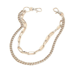 Cute Womens Silver Double Layers Pants Chains Silver Double Biker Wallet Chain With Big Ring For Women