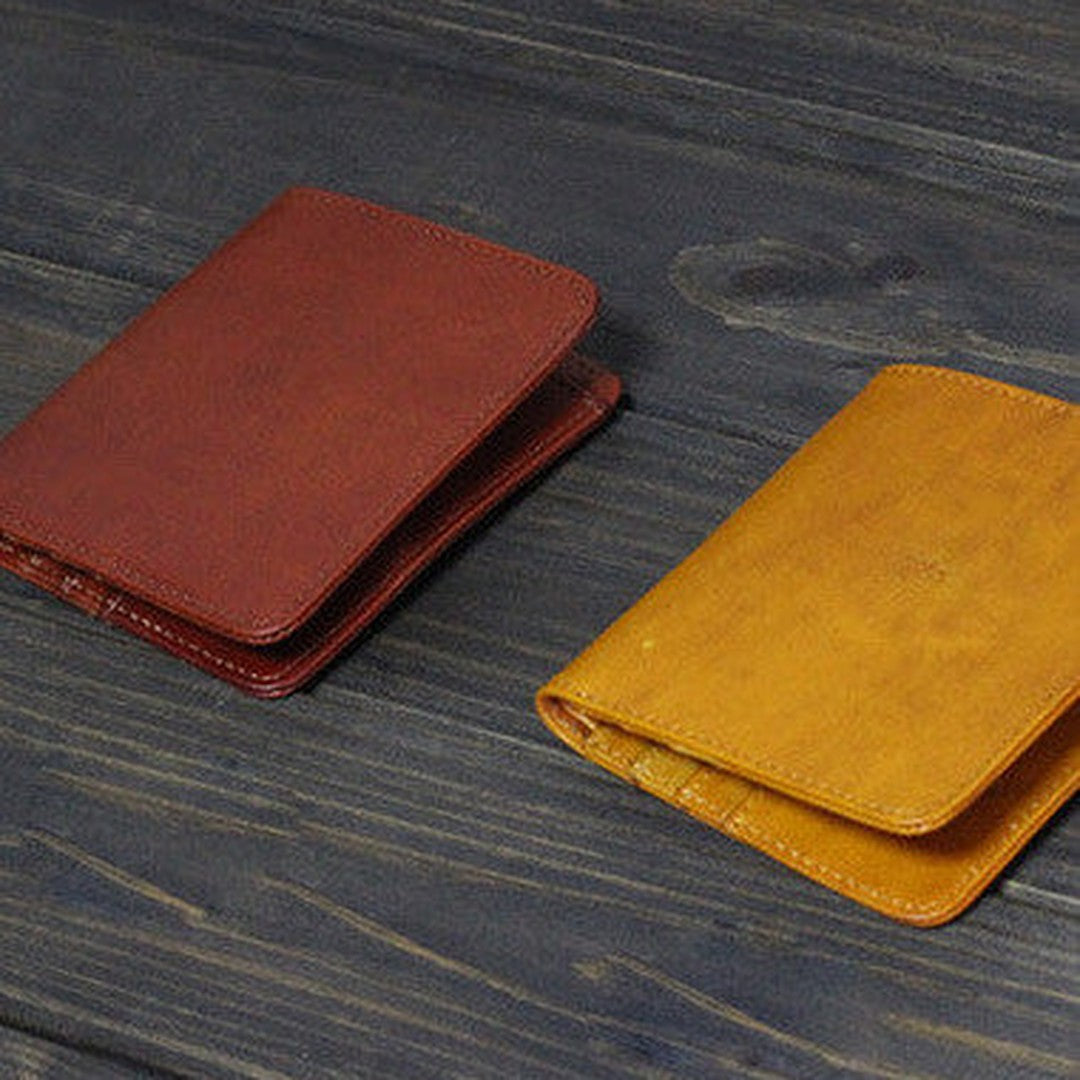 Handmade Men billfold leather wallet men vintage Wine Yellow card wallet for him
