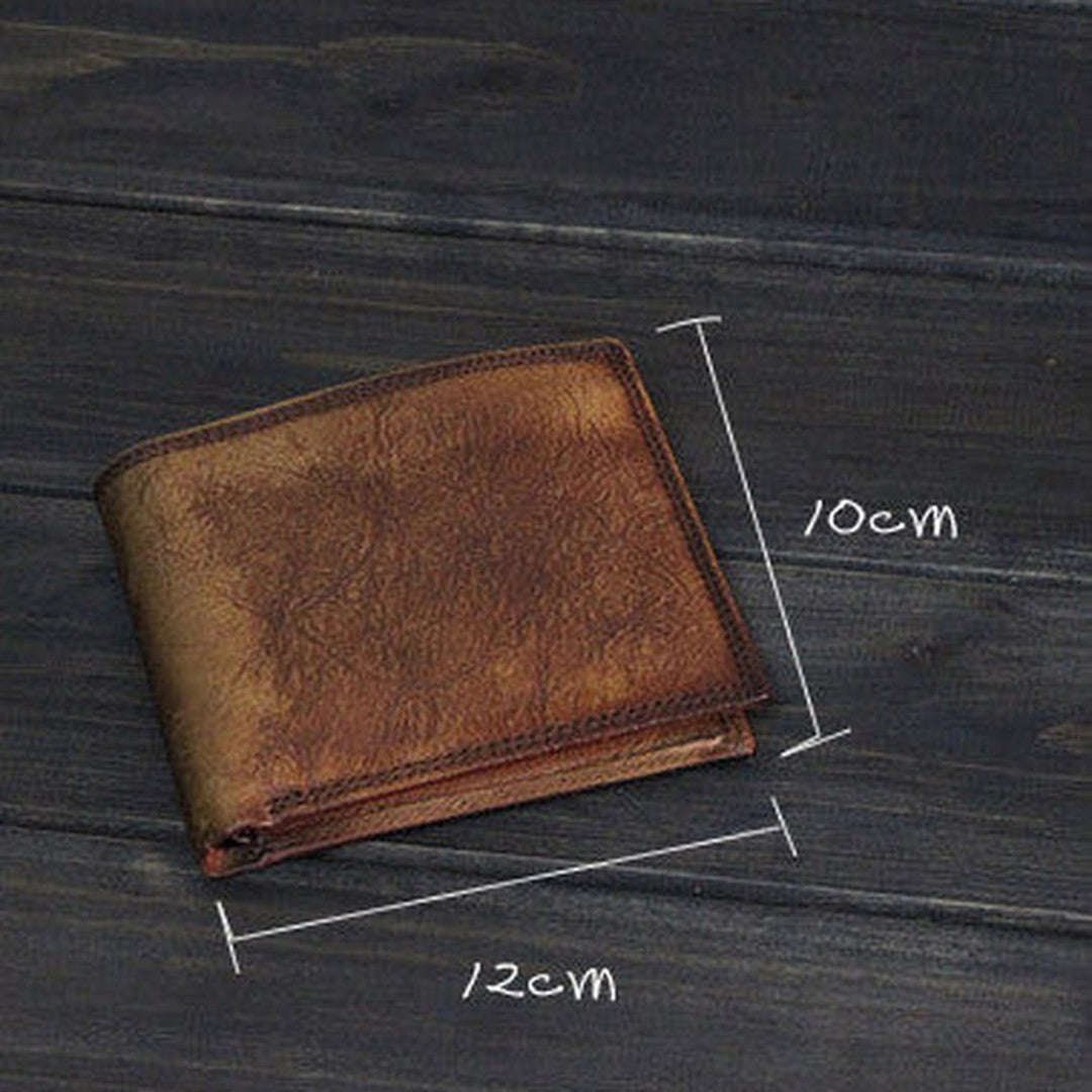 Handmade Men small leather wallets men vintage brown gray billfold wallet for him