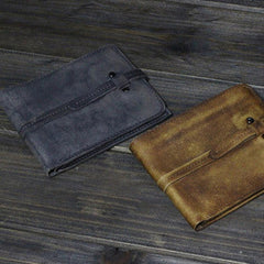 Handmade Men small leather wallet men vintage brown gray billfold wallets for him